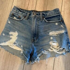 Abercrombie & Fitch Ripped Blue Jean Shorts